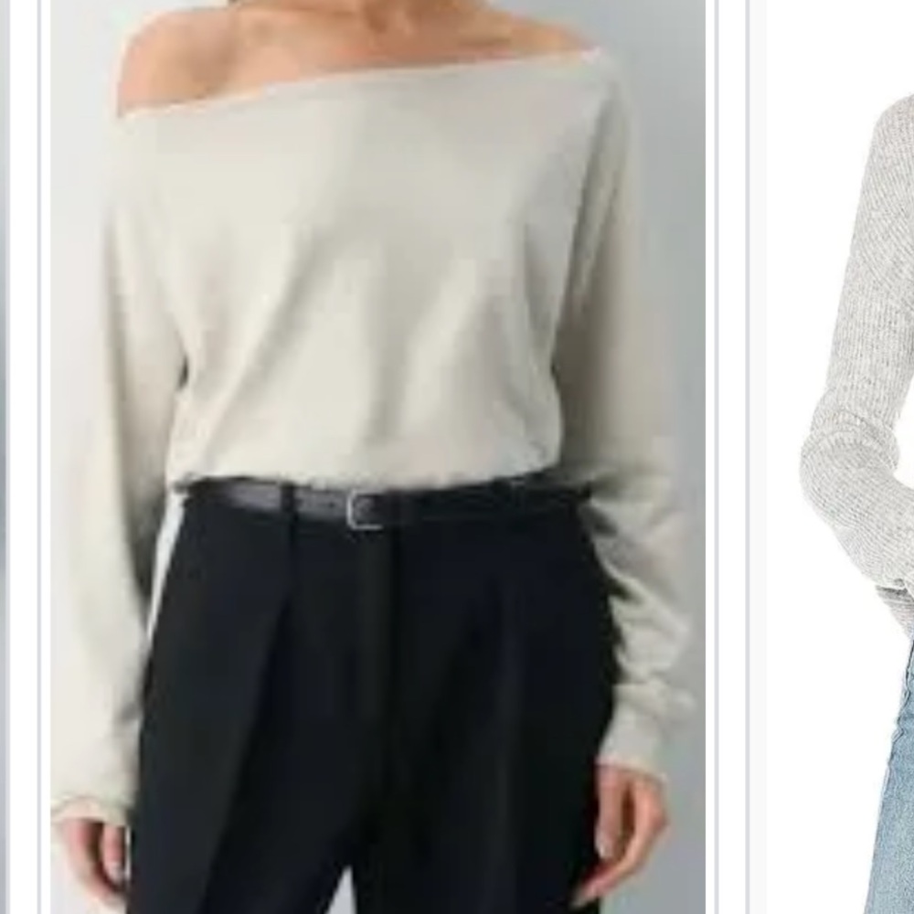 Aritzia Off-the-Shoulder Sweater in Light Beige/Cream